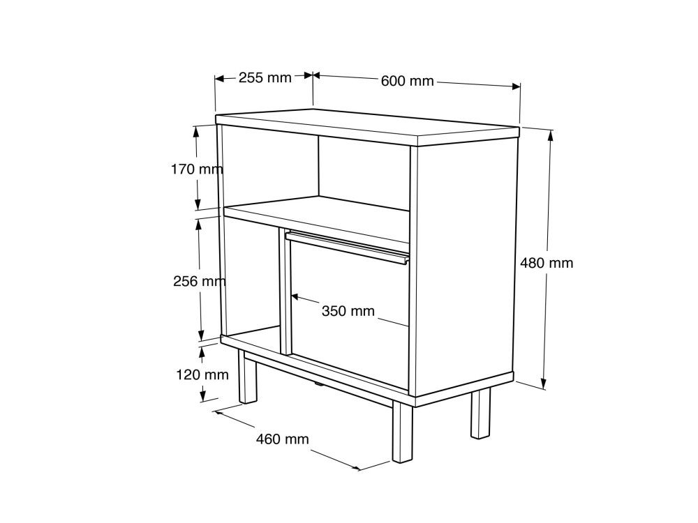Tavolino in legno "Calvin" - 60 x 25 x 60 cm - Bianco