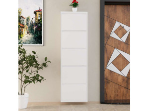 Scarpiera in metallo "Ayse" - 50 x 15 x 169 cm - Bianco 2