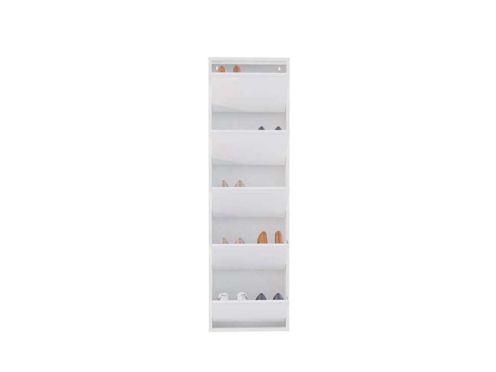 Scarpiera in metallo "Ayse" - 50 x 15 x 169 cm - Bianco