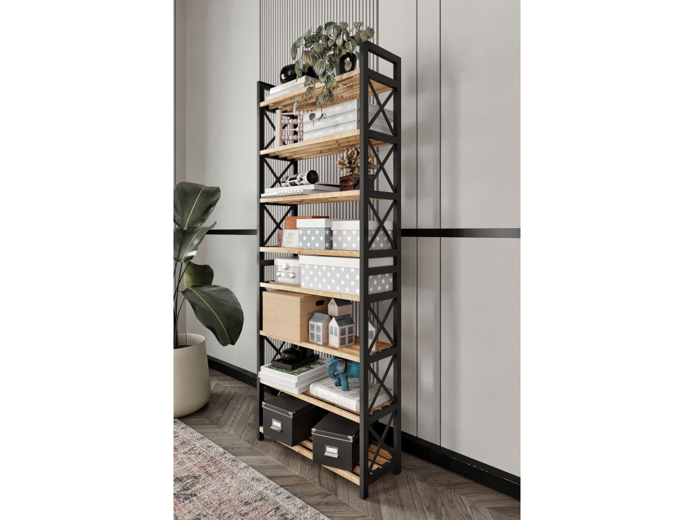 Libreria in legno "Plastic" - 46 x 18 x 128 cm - Nero