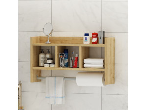 Mensola da parete in legno "Asya" - 63 x 14 x 35 cm - Beige 2