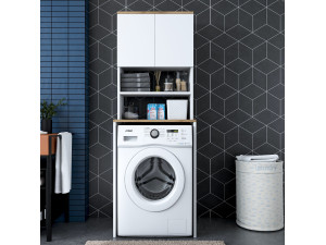 Mobile per lavatrice in legno "Kado" - 65 x 60 x 183 cm - Bianco 2
