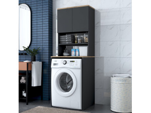 Mobile lavatrice in legno "Kado" - 65 x 60 x 183 cm - Grigio antracite 2