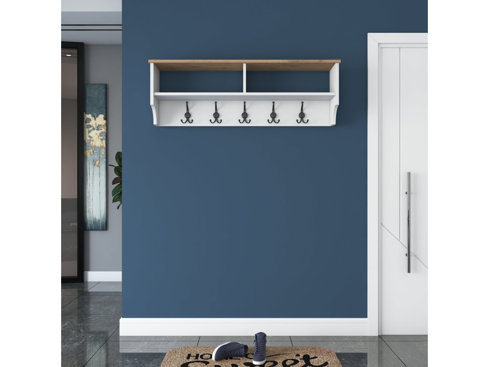 Appendiabiti in legno "Pino" - 120 x 22 x 37 cm - Bianco