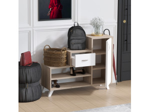Scarpiera "retrò" in legno - 90 x 33 x 77 cm - Beige 2