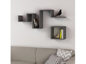 Mensola da parete in legno "Follow" - 116 x 20 x 45 cm - Grigio antracite 2