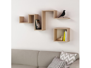 Mensola da parete in legno "Follow" - 116 x 20 x 45 cm - Marrone 2