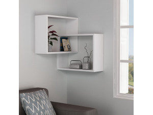 Set di 2 mensole angolari in legno "Ring" - 68 x 60 x 68 cm - Bianco 2