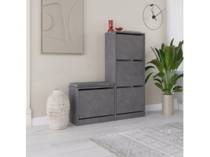 Scarpiera in legno "Dude" - 105 x 26 x 118 cm - Grigio 2
