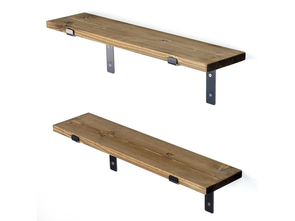 Set di 2 mensole da parete in legno "Looby" - 60 x 14 x 16 cm - Marrone