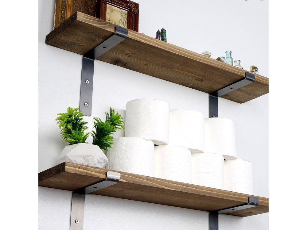 Set di 2 mensole da parete in legno "Looby" - 60 x 14 x 16 cm - Marrone