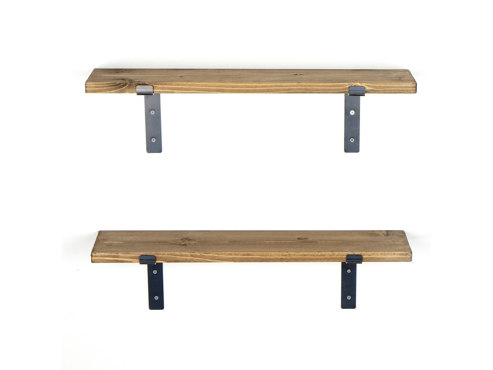 Set di 2 mensole da parete in legno "Looby" - 60 x 14 x 16 cm - Marrone