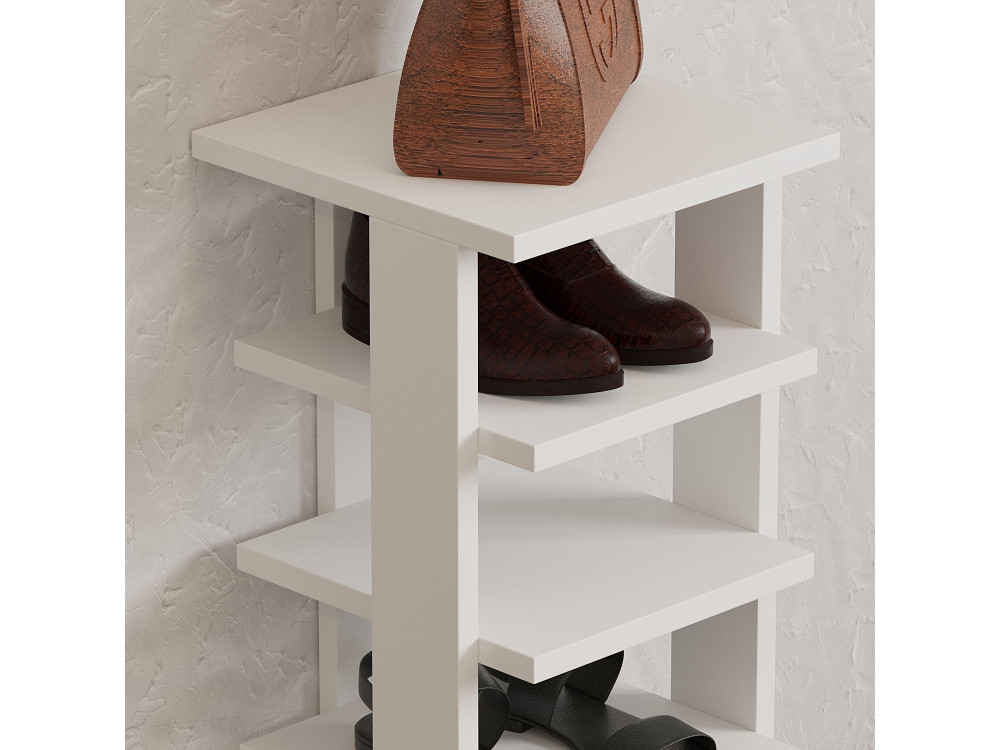 Scarpiera in legno "Ayka" - 30 x 30 x 110 cm - Bianco