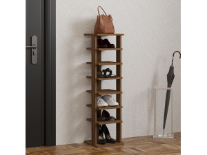 Scarpiera in legno "Ayka" - 30 x 30 x 110 cm - Marrone 2