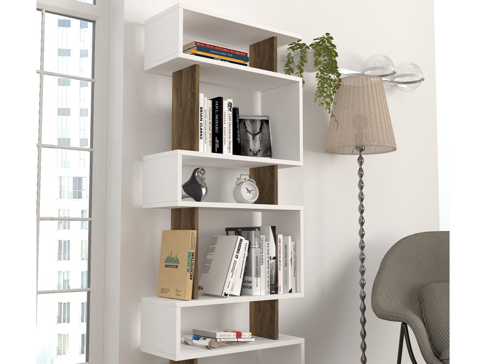 Libreria in legno "Blok" - 60 x 19 x 165 cm - Marrone