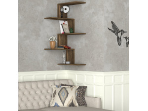 Mensola angolare in legno "Caniko" - 51 x 29 x 109 cm - Marrone 2