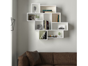 Mensola da parete in legno "Parola" - 115 x 15 x 103 cm - Bianco 2