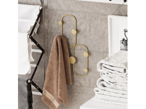 Gancio da parete in metallo "Ladybug" - 26 x 5 x 48 cm - Oro 2
