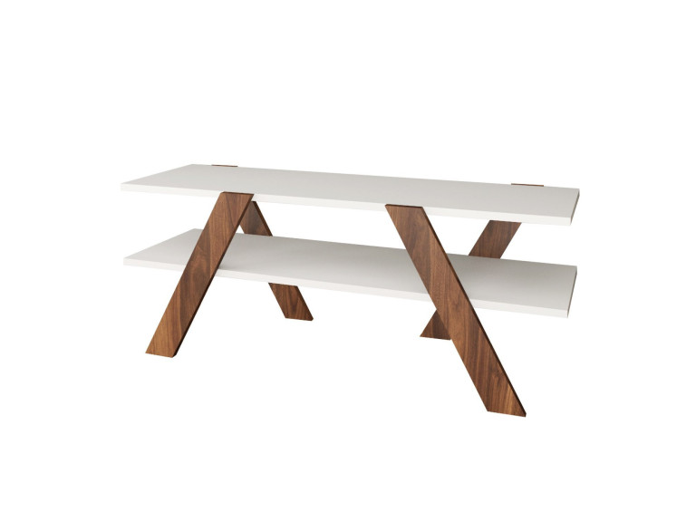 Porta TV in legno "Basic" - 120 x 33 x 45 cm - Bianco
