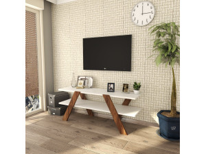 Porta TV in legno "Basic" - 120 x 33 x 45 cm - Bianco 2