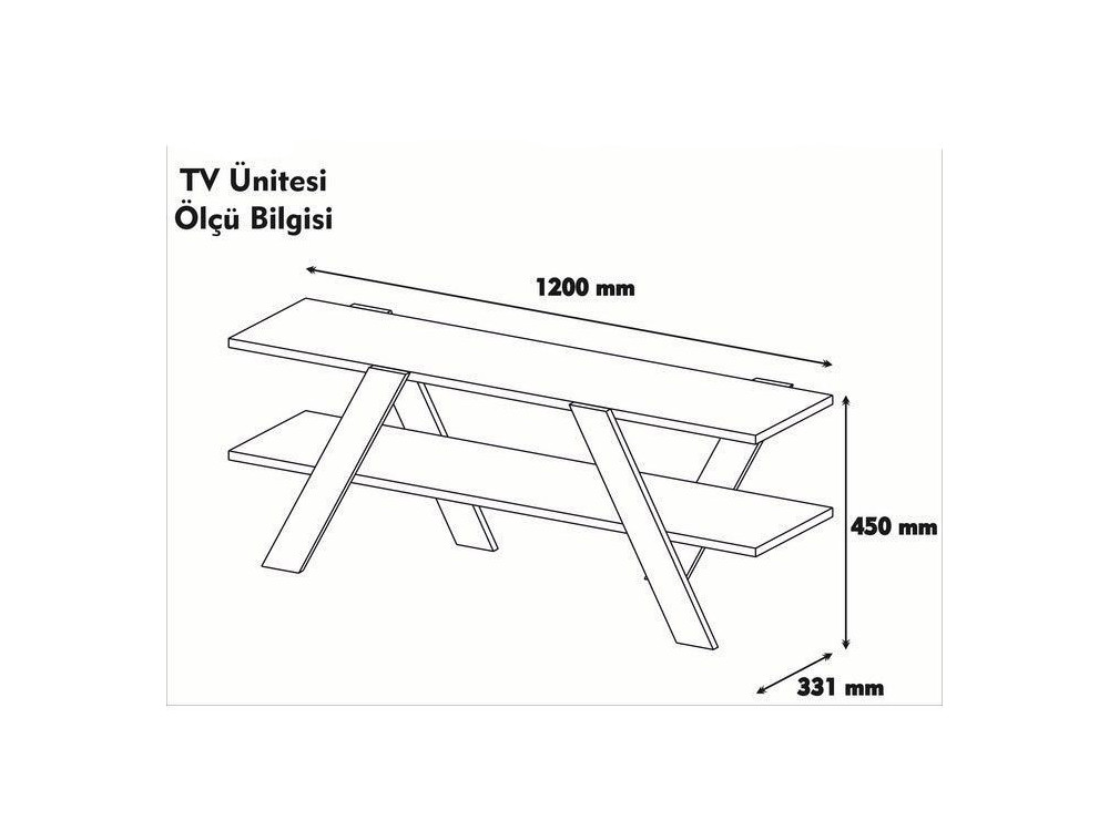 Porta TV in legno "Basic" - 120 x 33 x 45 cm - Bianco