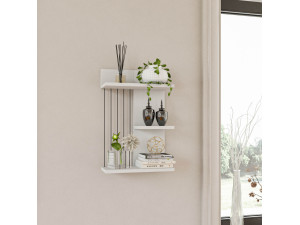 Scaffale a parete in legno "Kinik" - 40 x 19 x 60 cm - Bianco 2