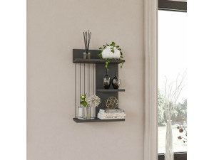 Scaffale da parete in legno "Kinik" - 40 x 19 x 60 cm - Grigio antracite 2