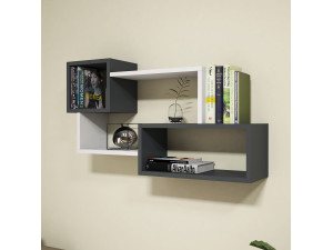Mensola da parete in legno "Afro" - 90 x 20 x 51 cm - Grigio antracite 2