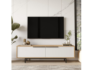 Supporto TV in legno "ON1-SW" - 160 x 35 x 45 cm - Bianco 2