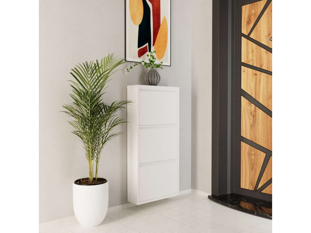 Scarpiera in metallo "Luna" - 50 x 15 x 103 cm - Bianco