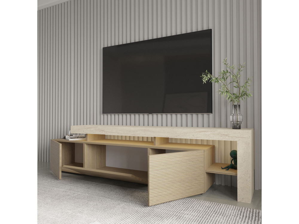 Porta TV in legno "Beliz" - 192 x 37 x 53 cm - Beige