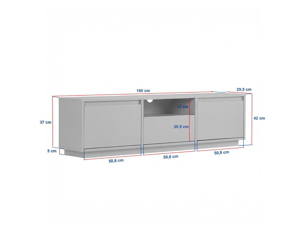 Porta TV in legno "Sentinel" - 160 x 30 x 42 cm - Bianco