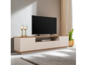 Porta TV in legno "Veramont" - 180 x 44 x 44 cm - Crema 2