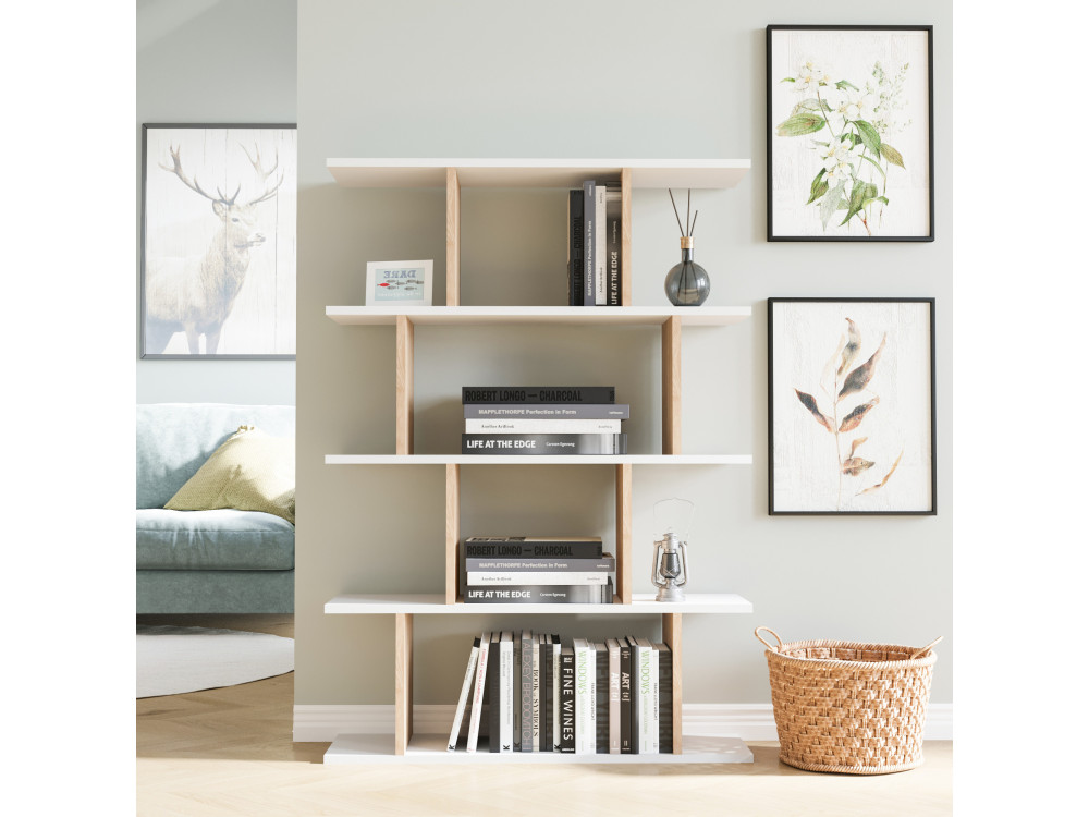 Libreria in legno "Harmon" - 90 x 25 x 127 cm - Bianco