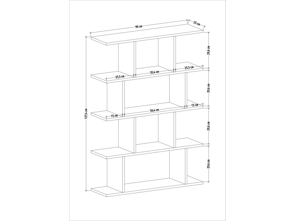 Libreria in legno "Harmon" - 90 x 25 x 127 cm - Bianco