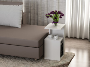 Tavolino in legno "Sister" - 35 x 29 x 60 cm - Bianco 2