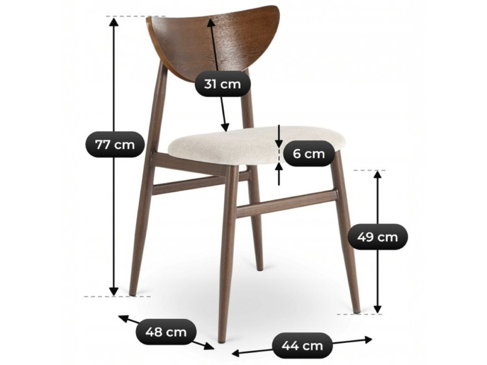 Sedia da pranzo in legno in stile scandinavo "Lumbra" - Marrone