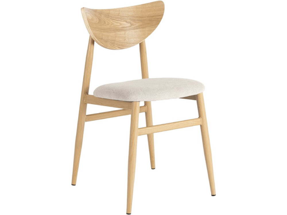 Sedia da pranzo in legno in stile scandinavo "Lumbra" - Beige