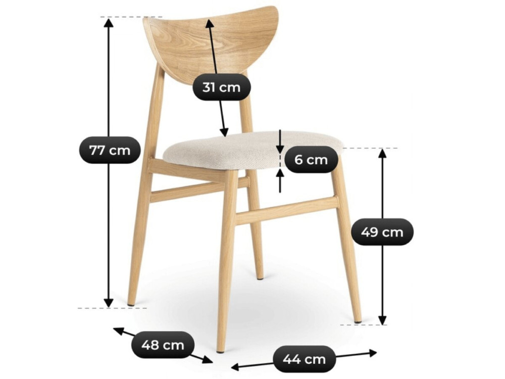 Sedia da pranzo in legno in stile scandinavo "Lumbra" - Beige
