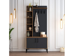 Mobile da corridoio in legno "Viyana D" - 90 x 35 x 200 cm - Grigio antracite 2