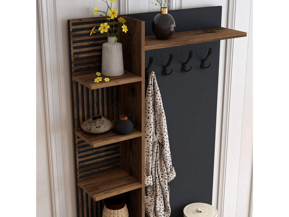 Mobile da corridoio in legno "Viyana D" - 90 x 35 x 200 cm - Grigio antracite