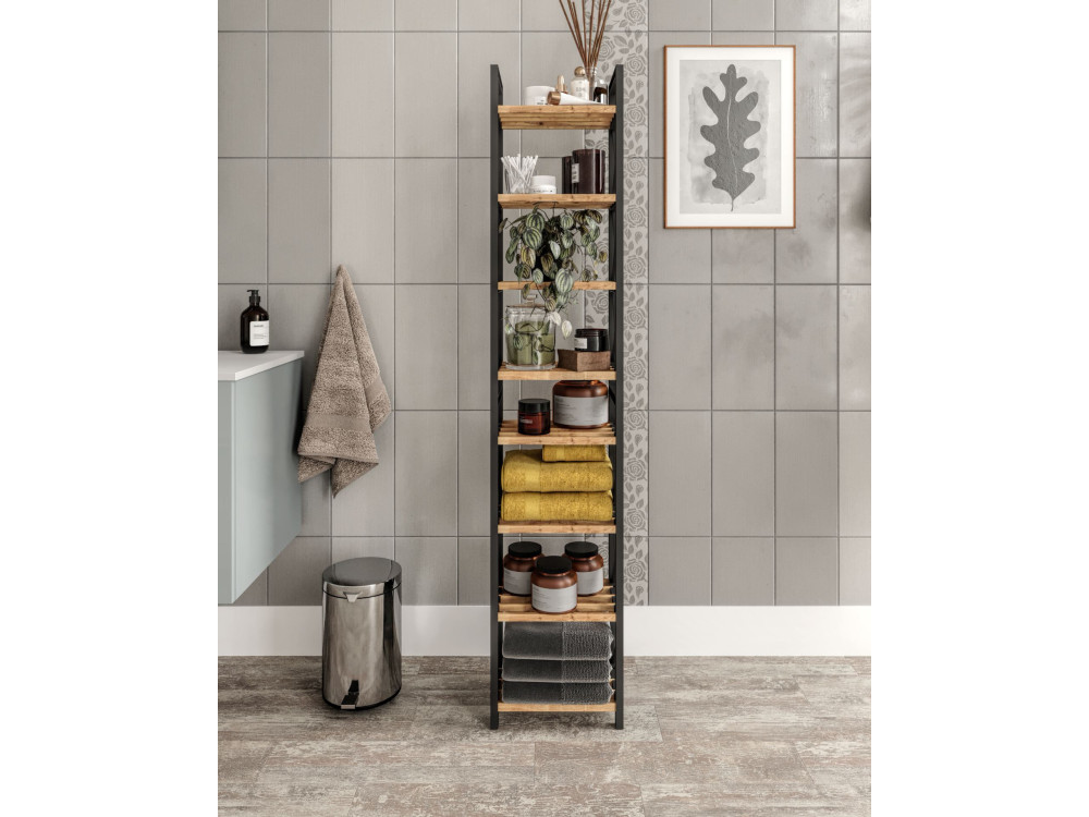 Scaffale multifunzionale "Mini" in legno 23 x 18 x 128 cm - Nero
