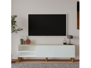 Porta TV in legno "River" - 150 x 31 x 48 cm - Bianco 2