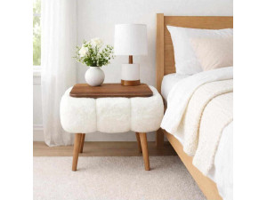 Tavolino in legno "Papatya 35x45" - 45 x 35 x 44 cm - Bianco 2