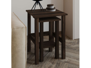 Set di 2 tavolini in legno "Gina 2" - 45 x 45 x 60 cm - Marrone 2