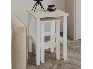Set di 2 tavolini "Gina 2" in legno - 45 x 45 x 60 cm - Bianco 2