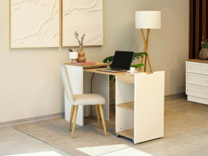 Scrivania in legno "Modulo" - 97 x 47 x 75 cm - Beige 2