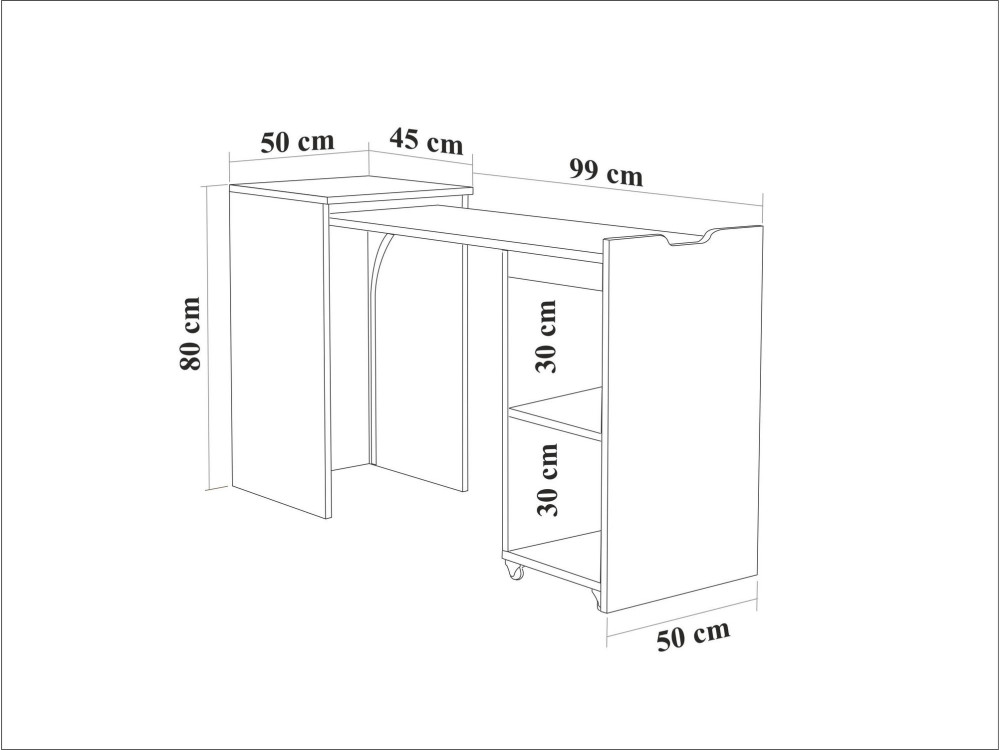 Scrivania in legno "Modulo" - 97 x 47 x 75 cm - Beige