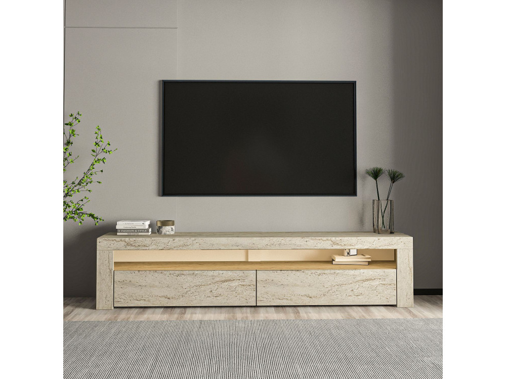 Porta TV in legno "Bati" - 150 x 36 x 46 cm - Travertino