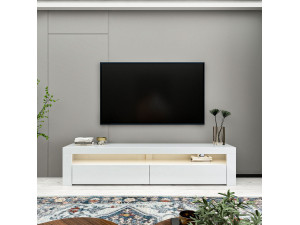 Porta TV in legno "Bati" - 150 x 36 x 46 cm - Bianco 2